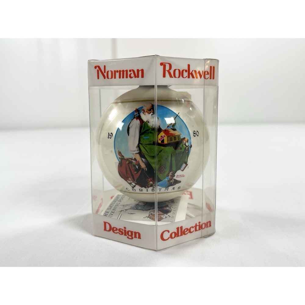 Vintage 1980 Norman Rockwell Santa Filling the Stockings Christmas Ornament 2